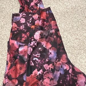 Athleta Floral Print Leggings in Red and Pink